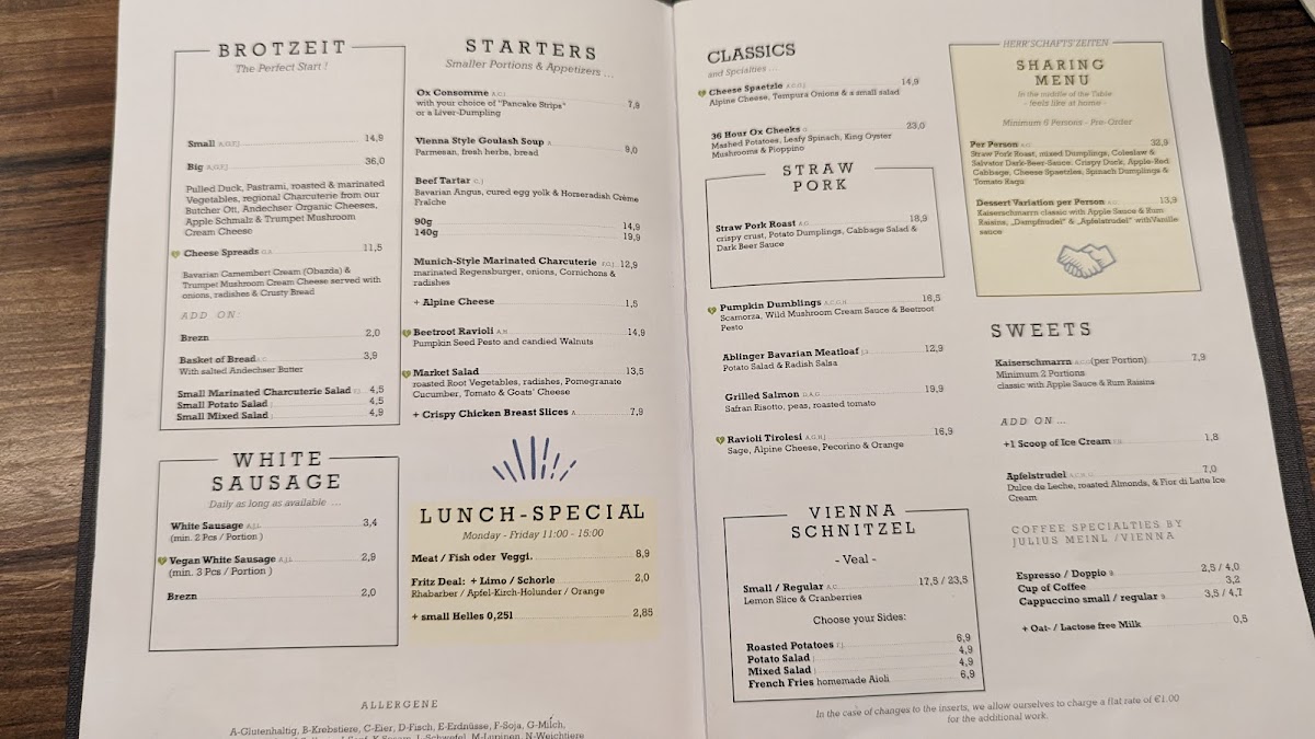 Menu Herrschaftszeiten - Das Paulaner Im Tal-1