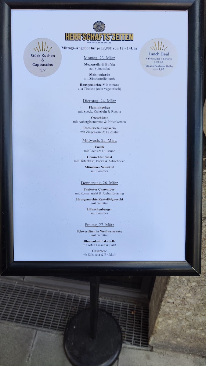 Menu Herrschaftszeiten - Das Paulaner Im Tal-2