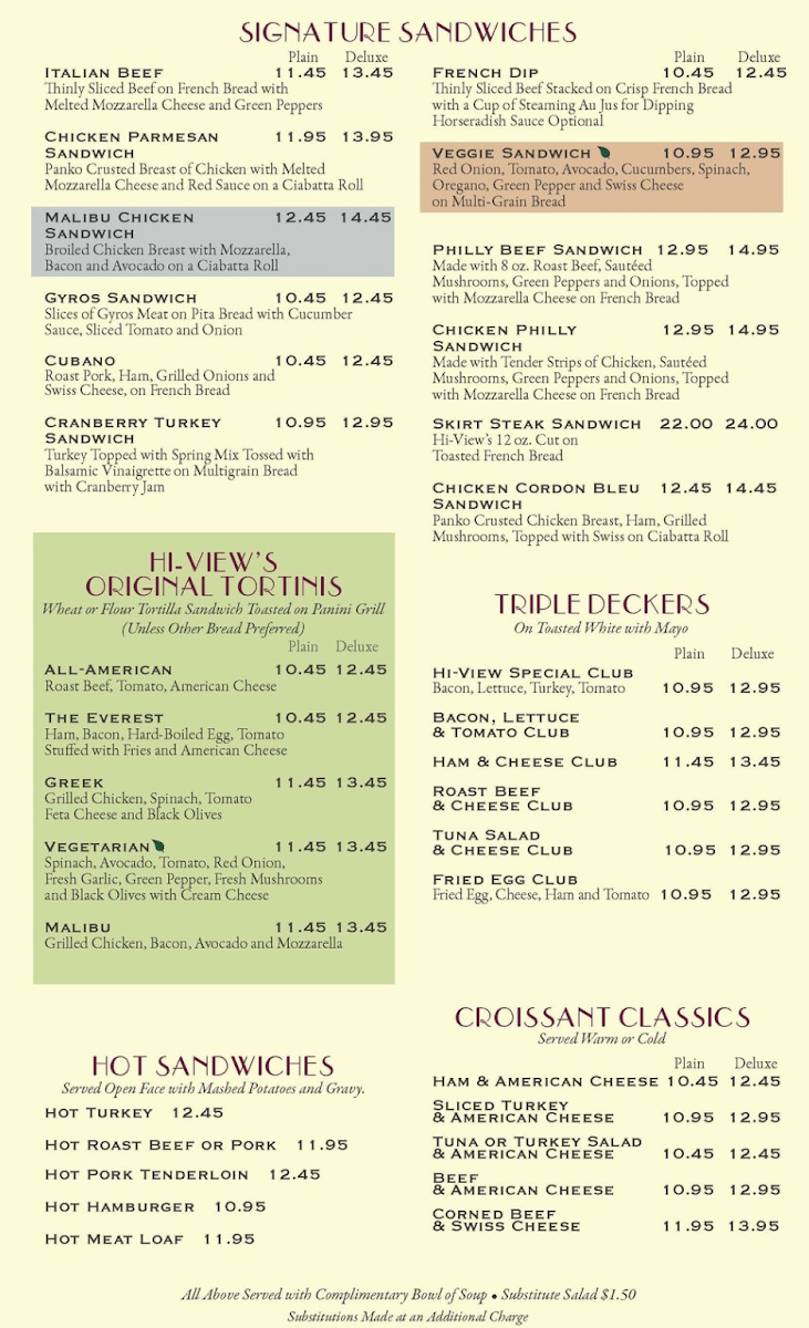 Menu Hi-View Restaurant-1