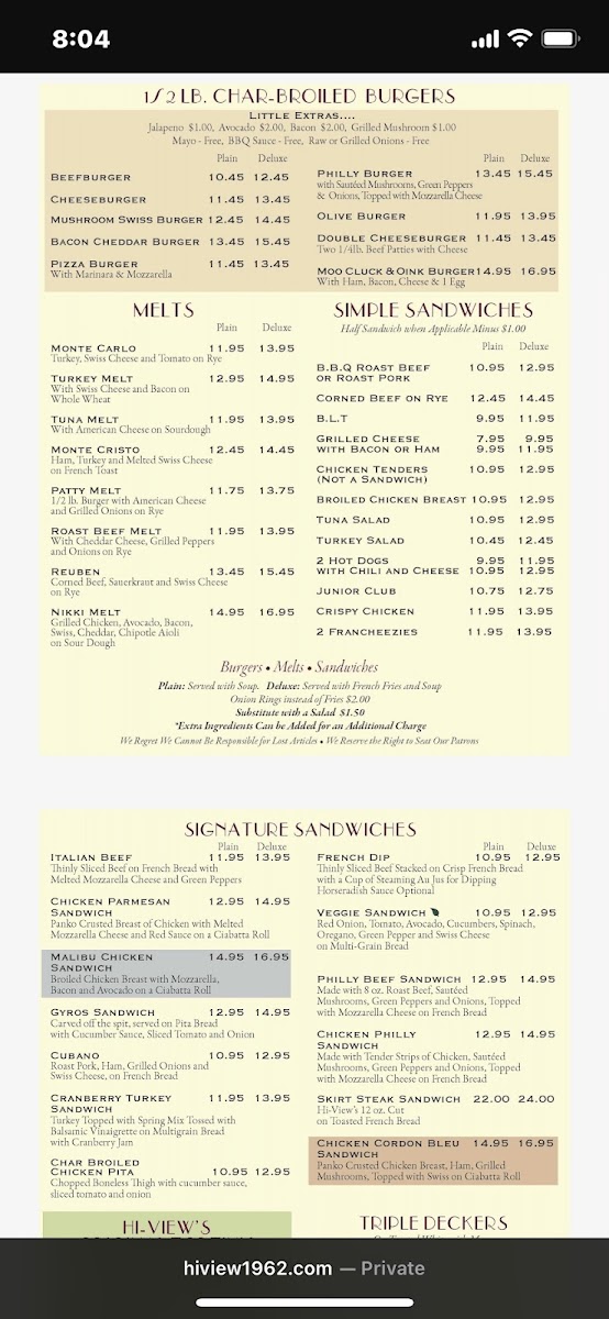 Menu Hi-View Restaurant-10
