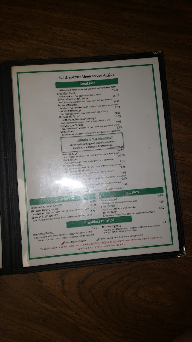 Menu Hidalgo's Restaurant-1