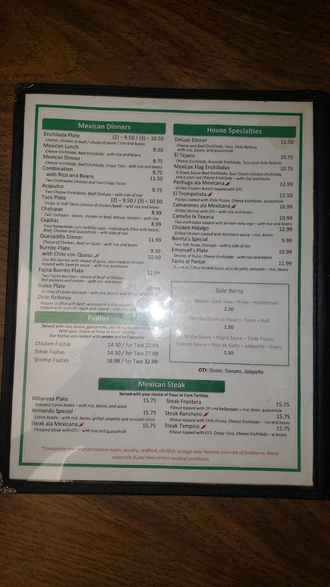 Menu Hidalgo's Restaurant-2