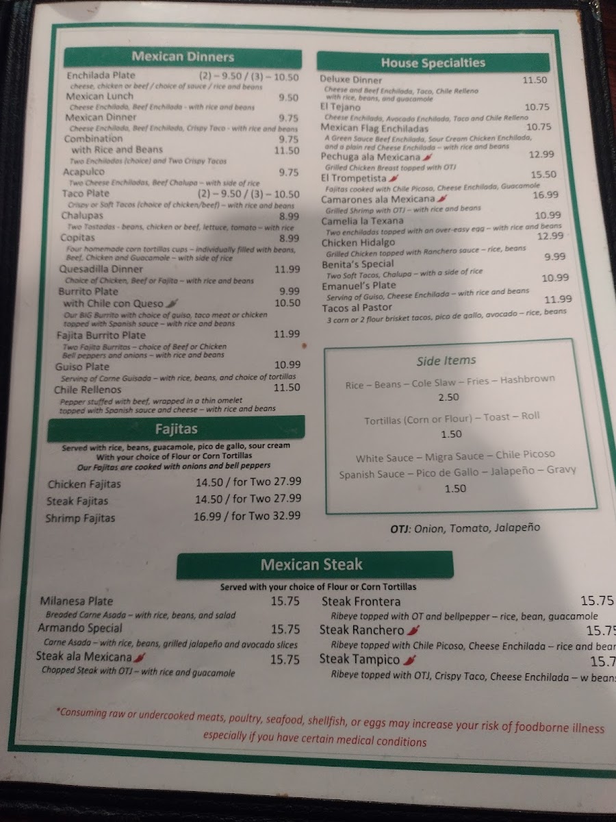 Menu Hidalgo's Restaurant-3
