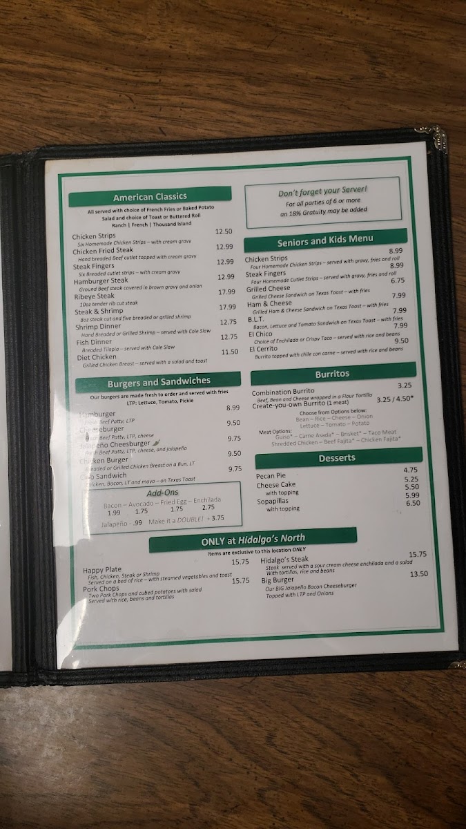 Menu Hidalgo's Restaurant-4