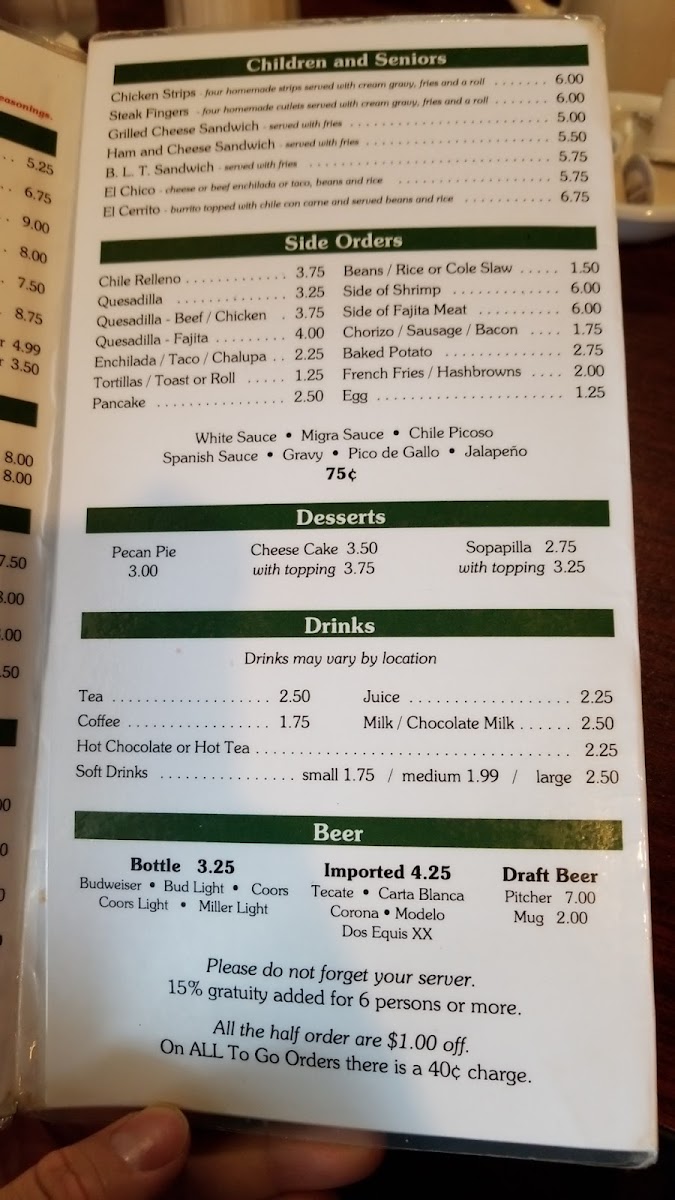 Menu Hidalgo's Restaurant-9