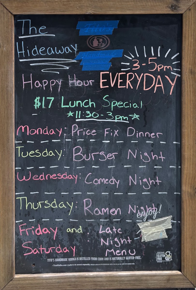 Menu Hideaway Restaurant-10