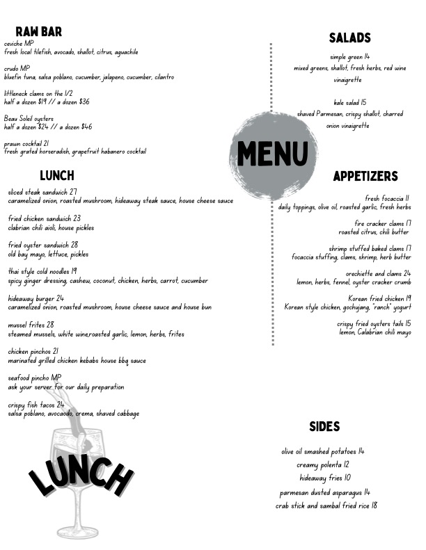 Menu Hideaway Restaurant-6