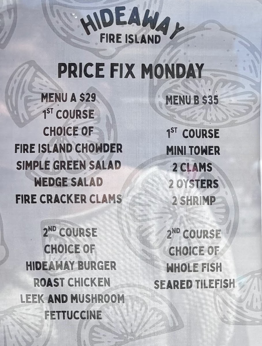 Menu Hideaway Restaurant-7