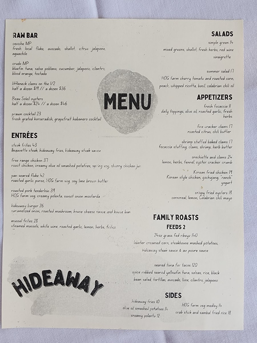 Menu Hideaway Restaurant-8