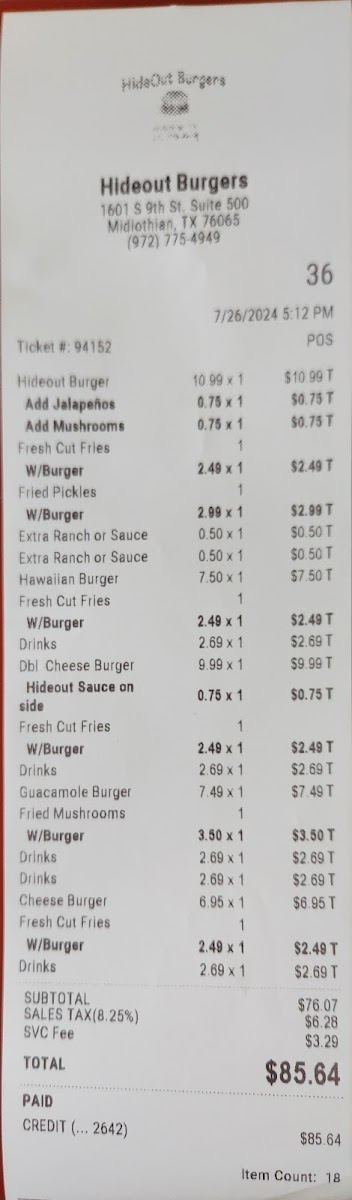 Menu Hideout Burgers-9