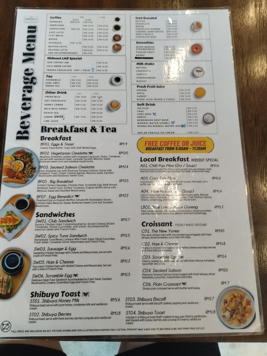 Menu Hideout Cafe 60-2