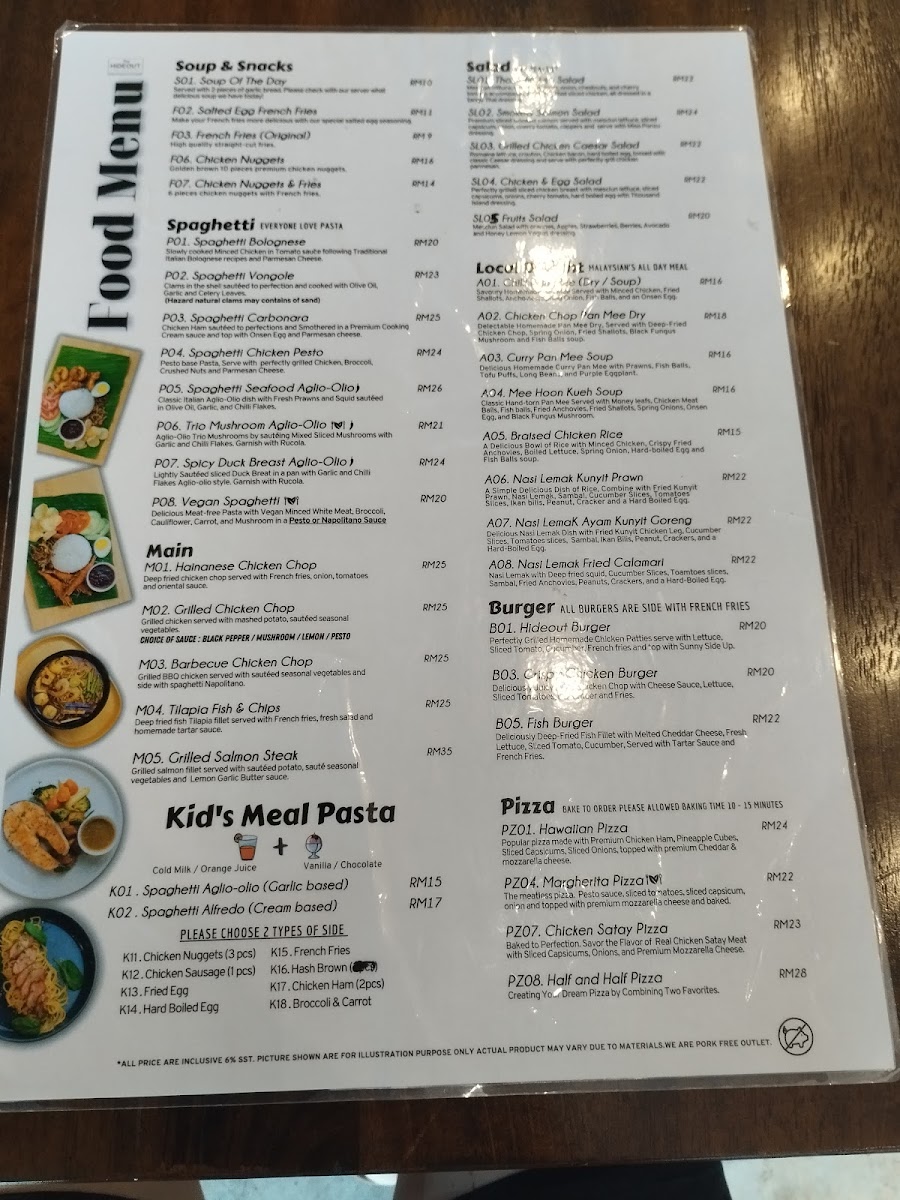 Menu Hideout Cafe 60-3
