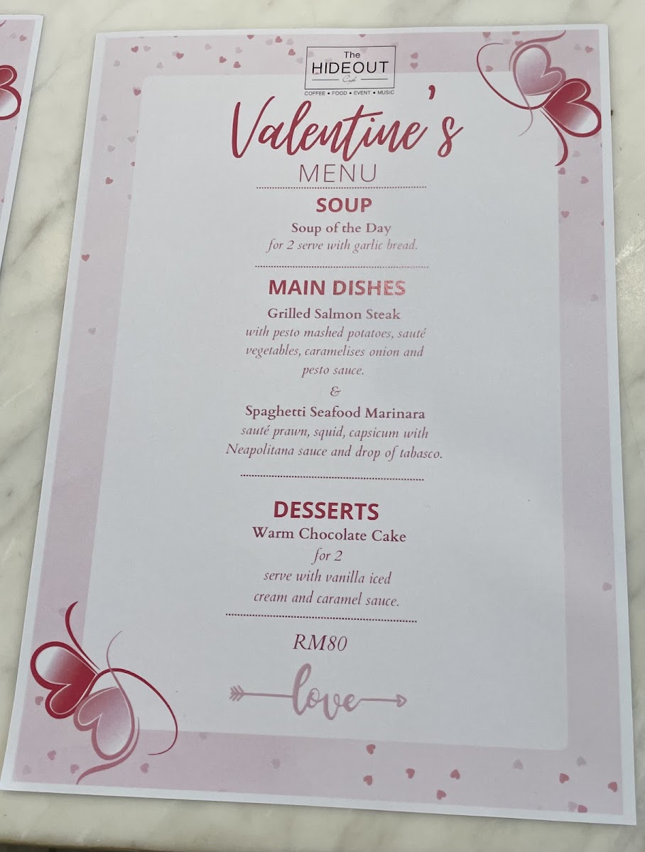 Menu Hideout Cafe 60-5