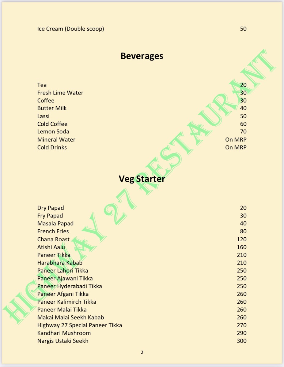 Menu Highway 27 Restaurant-3
