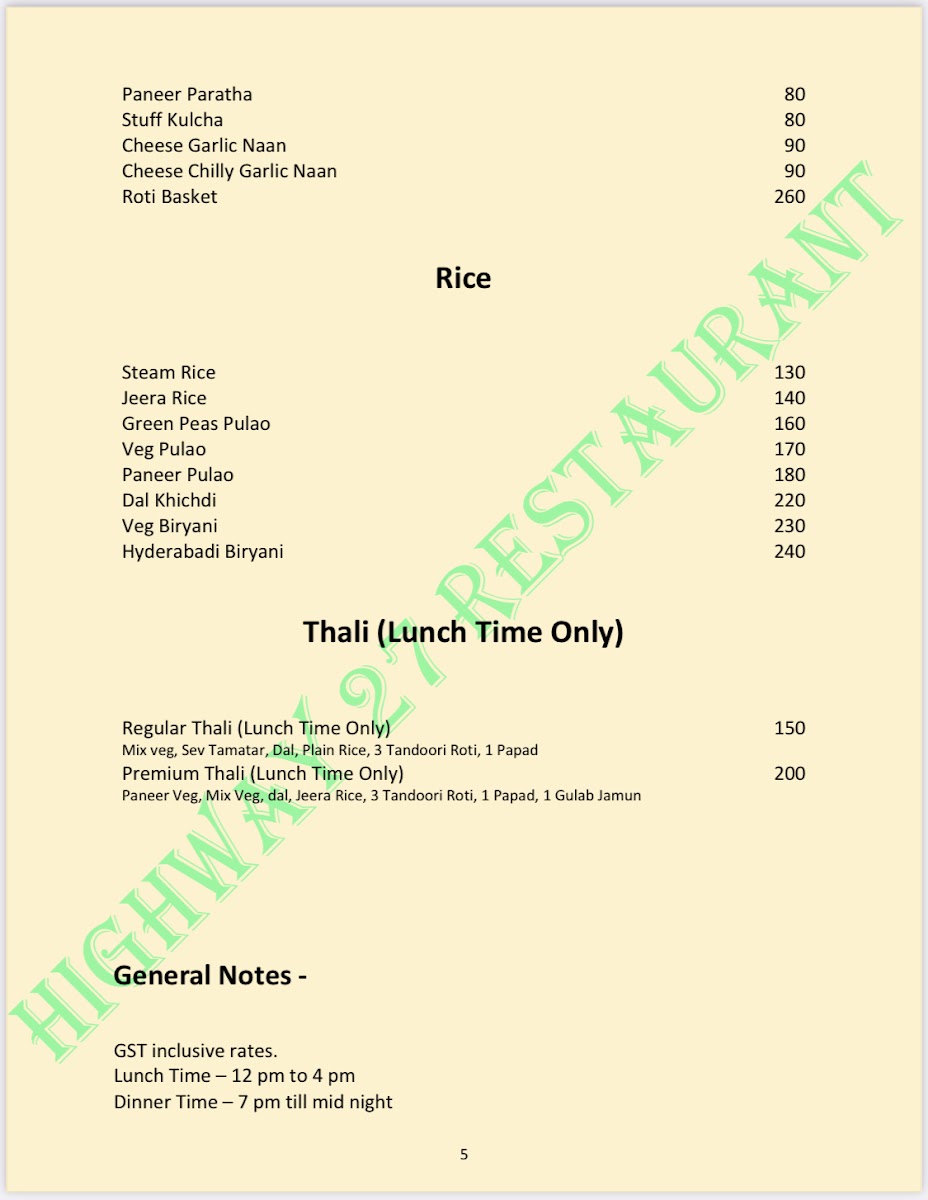 Menu Highway 27 Restaurant-4