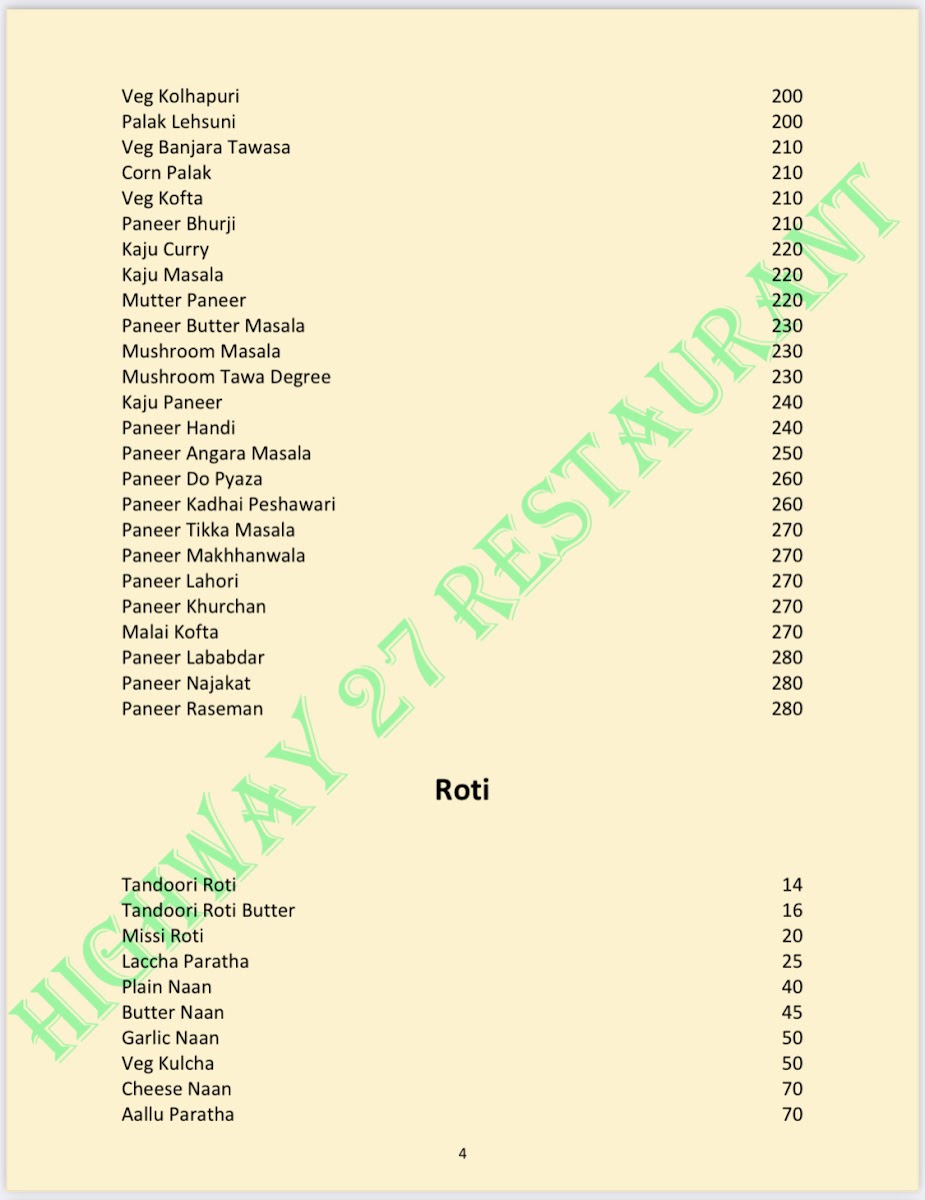 Menu Highway 27 Restaurant-5