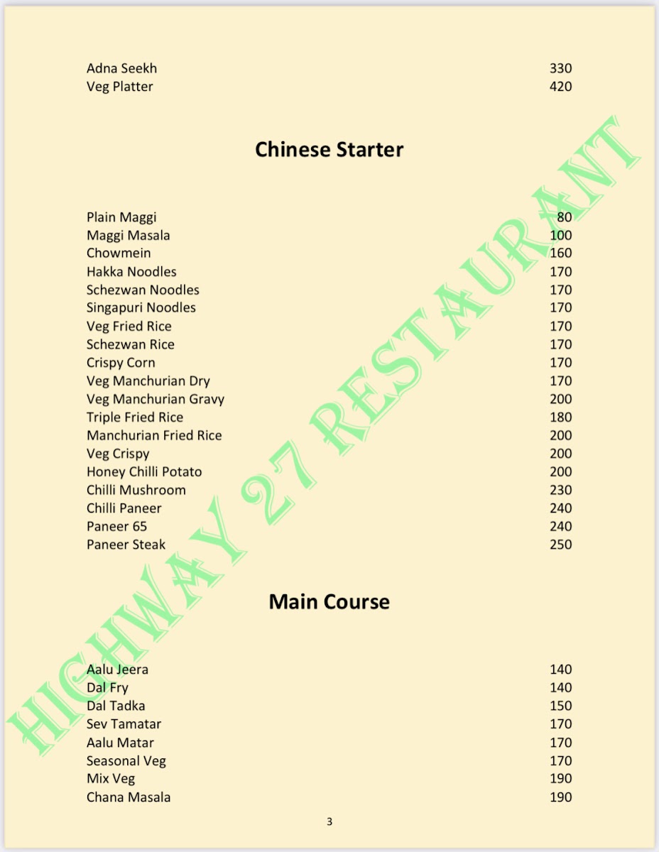 Menu Highway 27 Restaurant-6