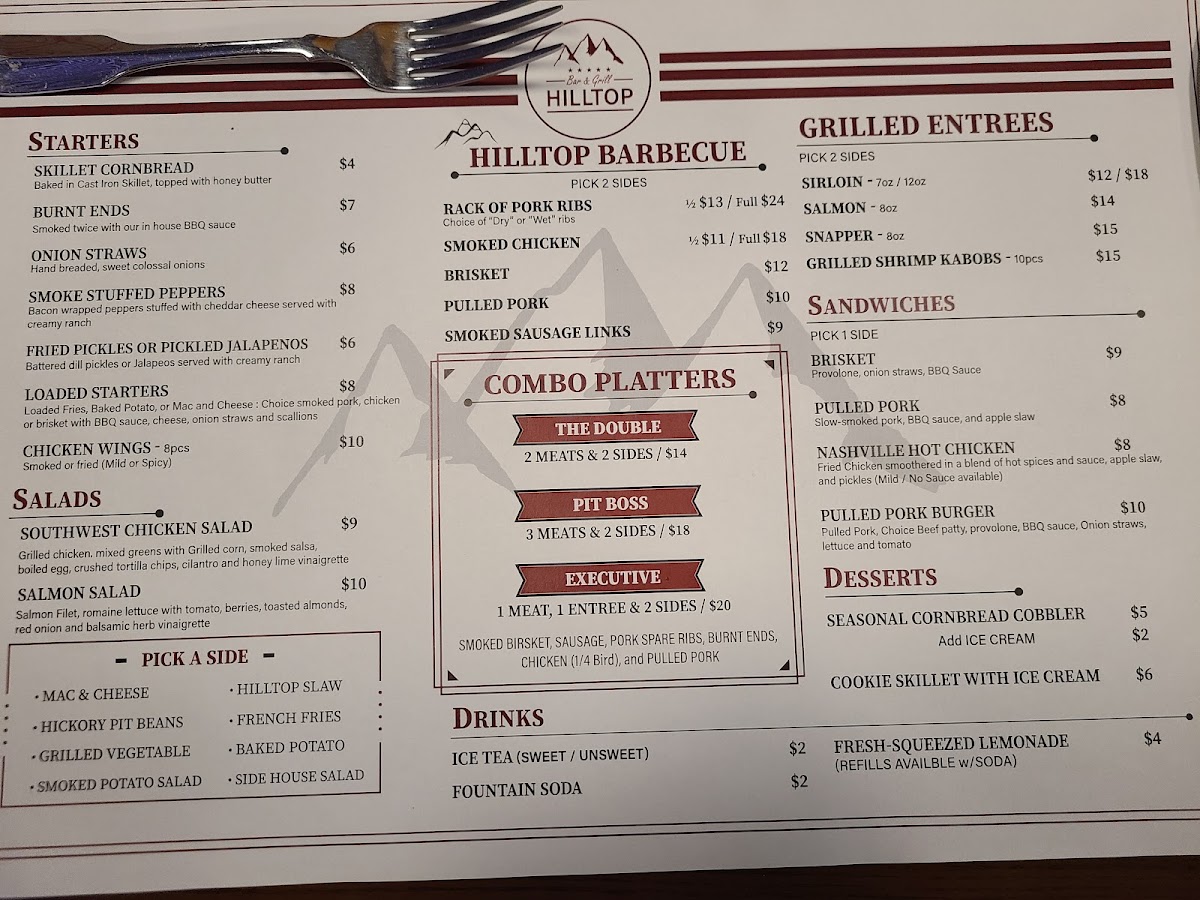 Menu Hill Top Bar And Grill-1