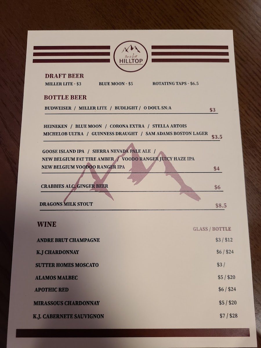 Menu Hill Top Bar And Grill-5