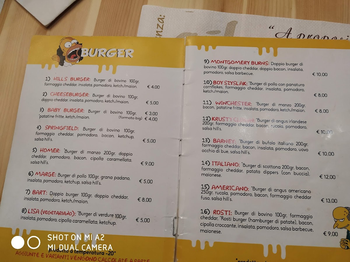 Menu Hill's Burger & Chips By Antonio-2