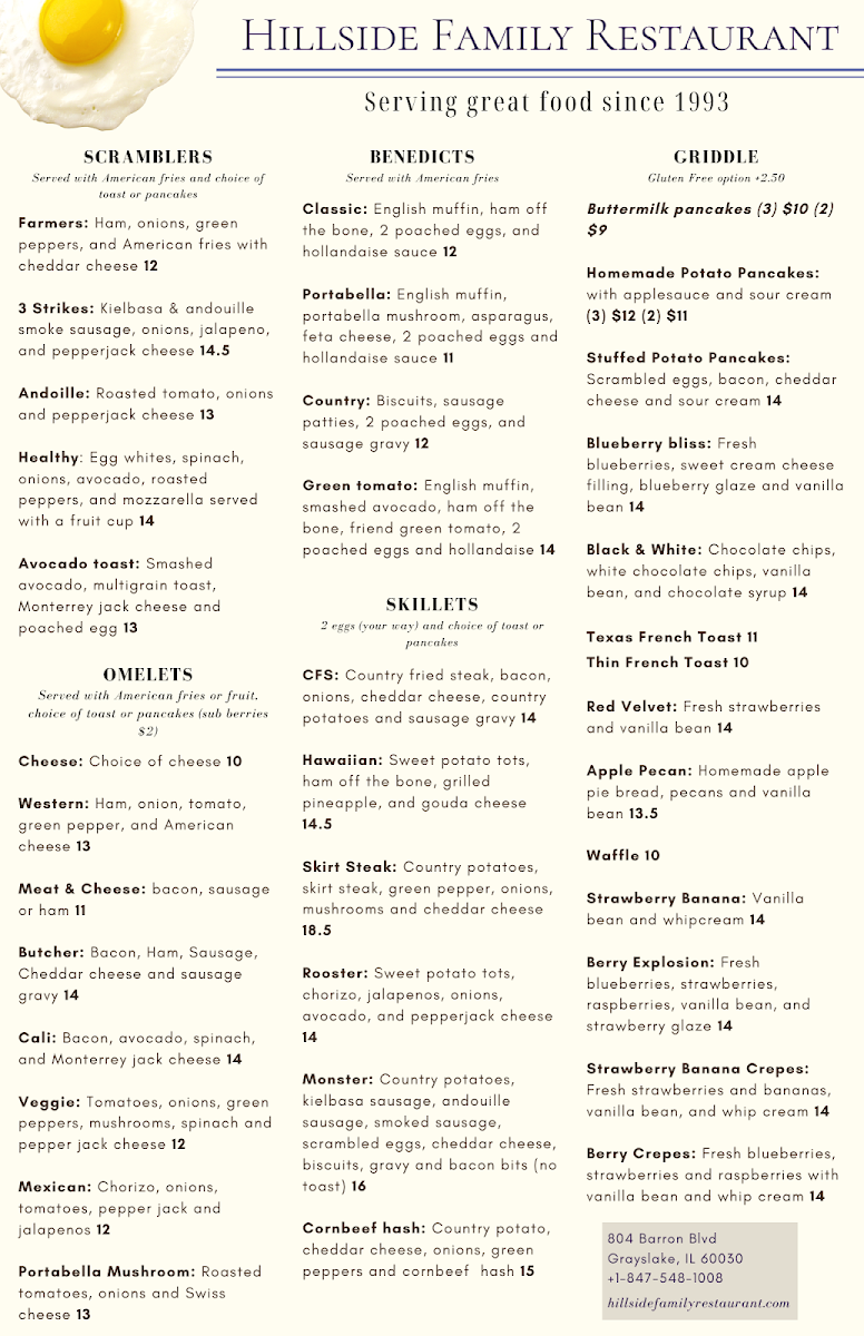 Menu Hillside Restaurant-1