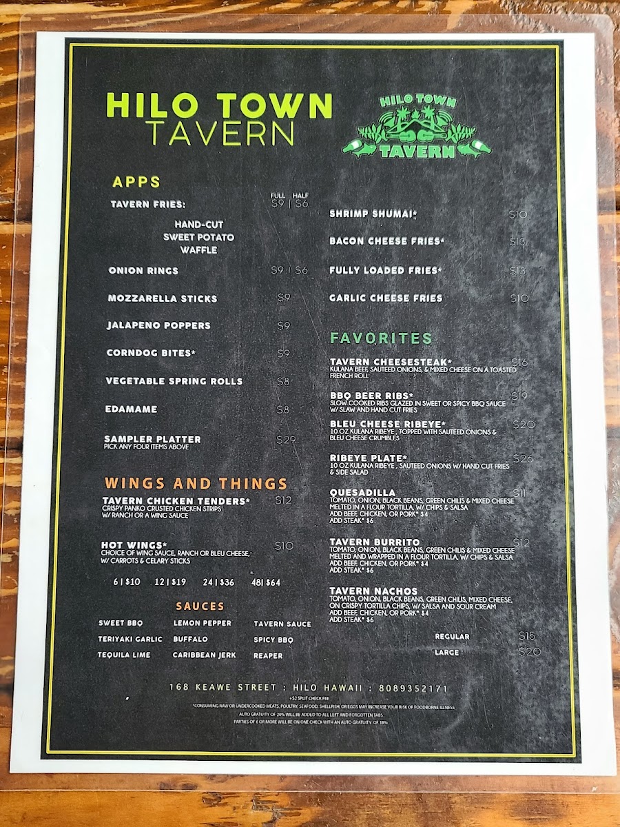 Menu Hilo Town Tavern-2