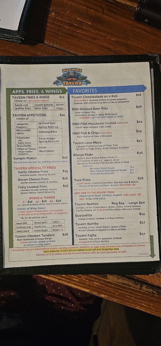 Menu Hilo Town Tavern-5