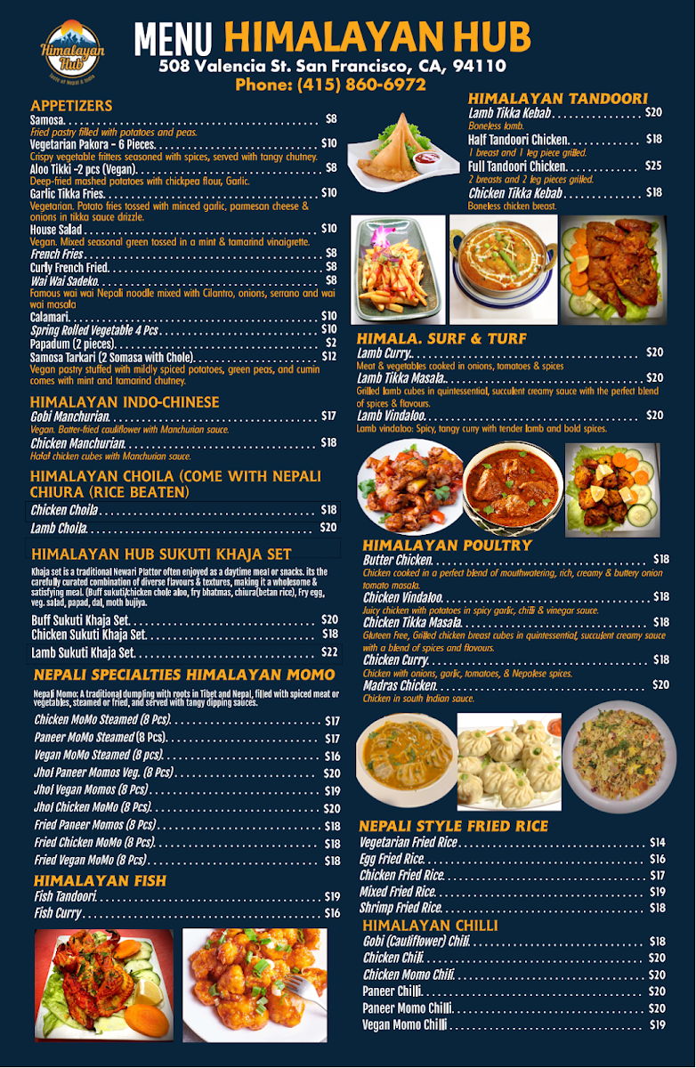 Menu Himalayan Hub / Best Nepali And Indian Food In San Francisco-1
