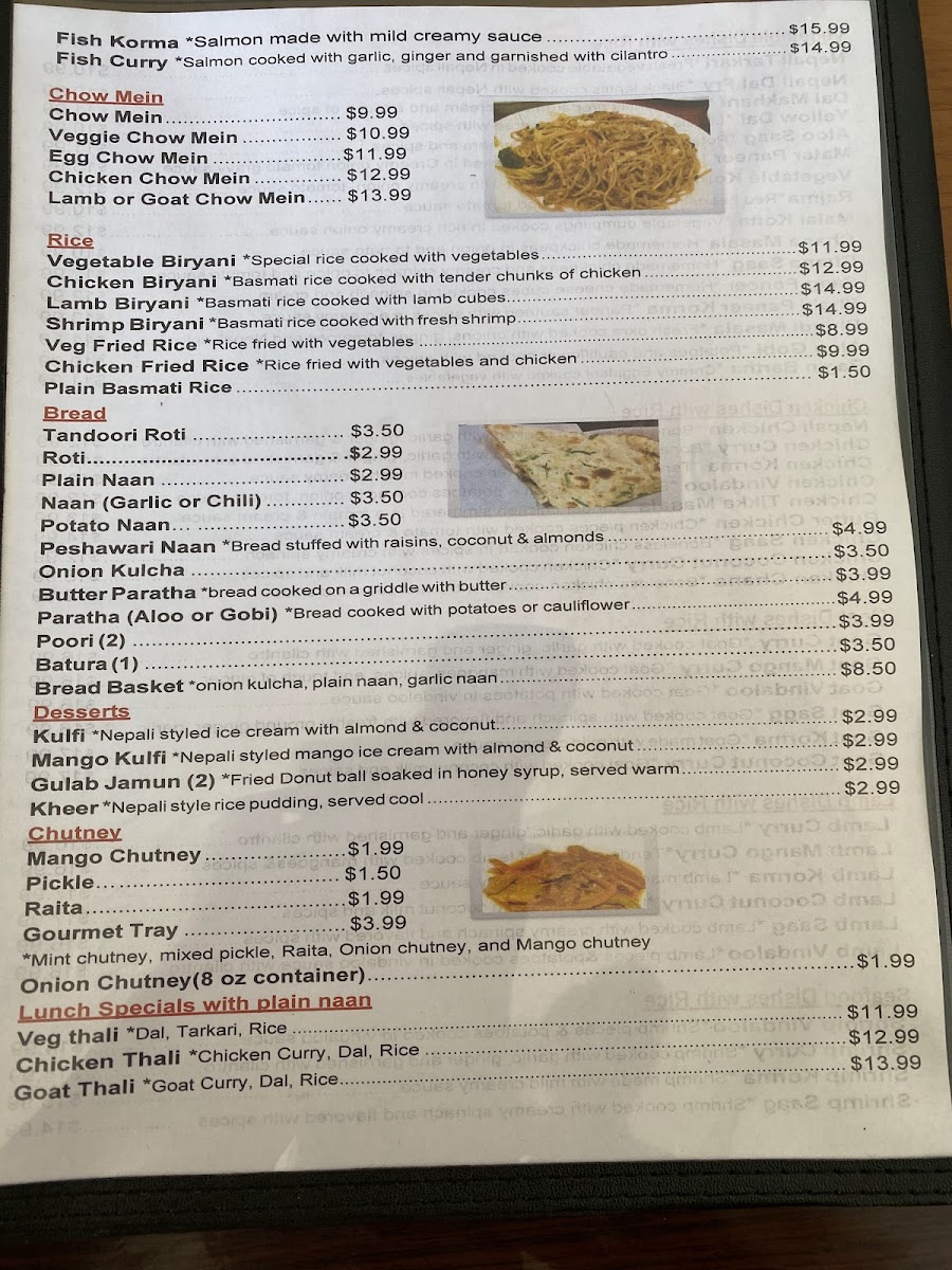 Menu Himalayan Range Nepali Restaurant-5
