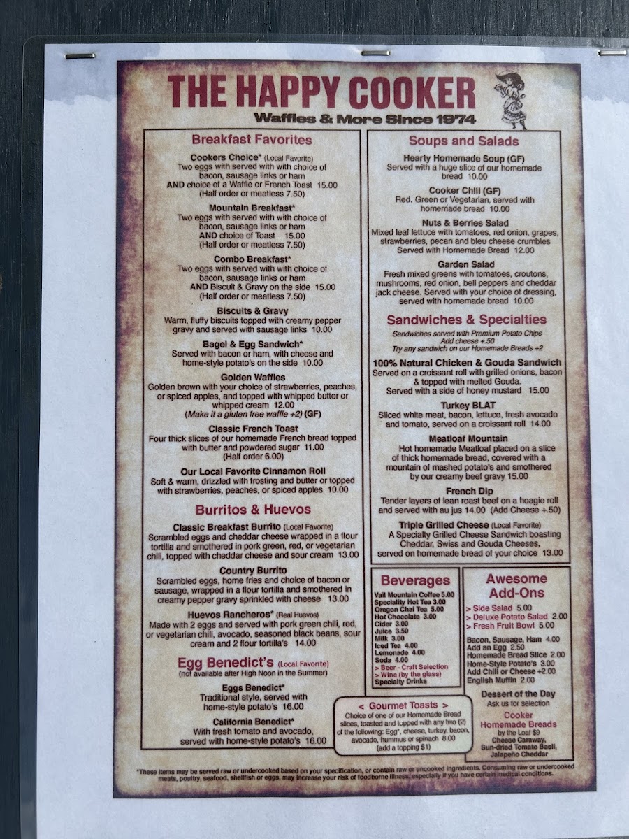 Menu Historic Happy Cooker Restaurant-7