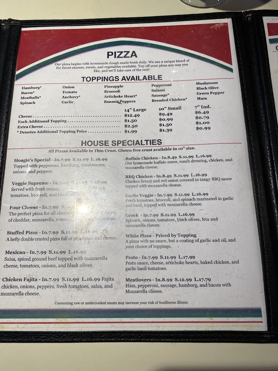 Menu Hoagie's Pizza & Pasta Morrisville-7