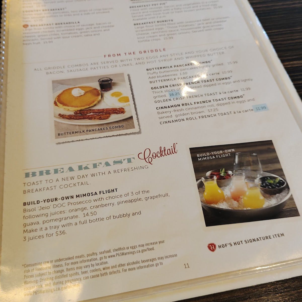 Menu Hof's Hut Restaurant & Bakery-1