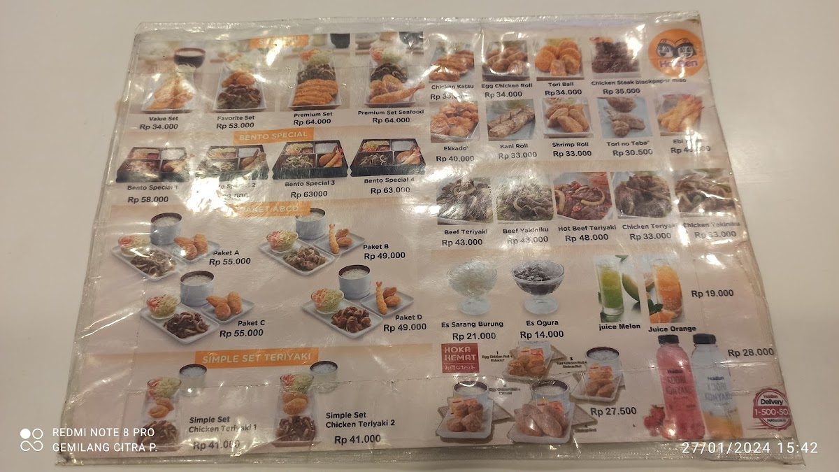 Menu Hokben - Tunjungan Plaza 3-7
