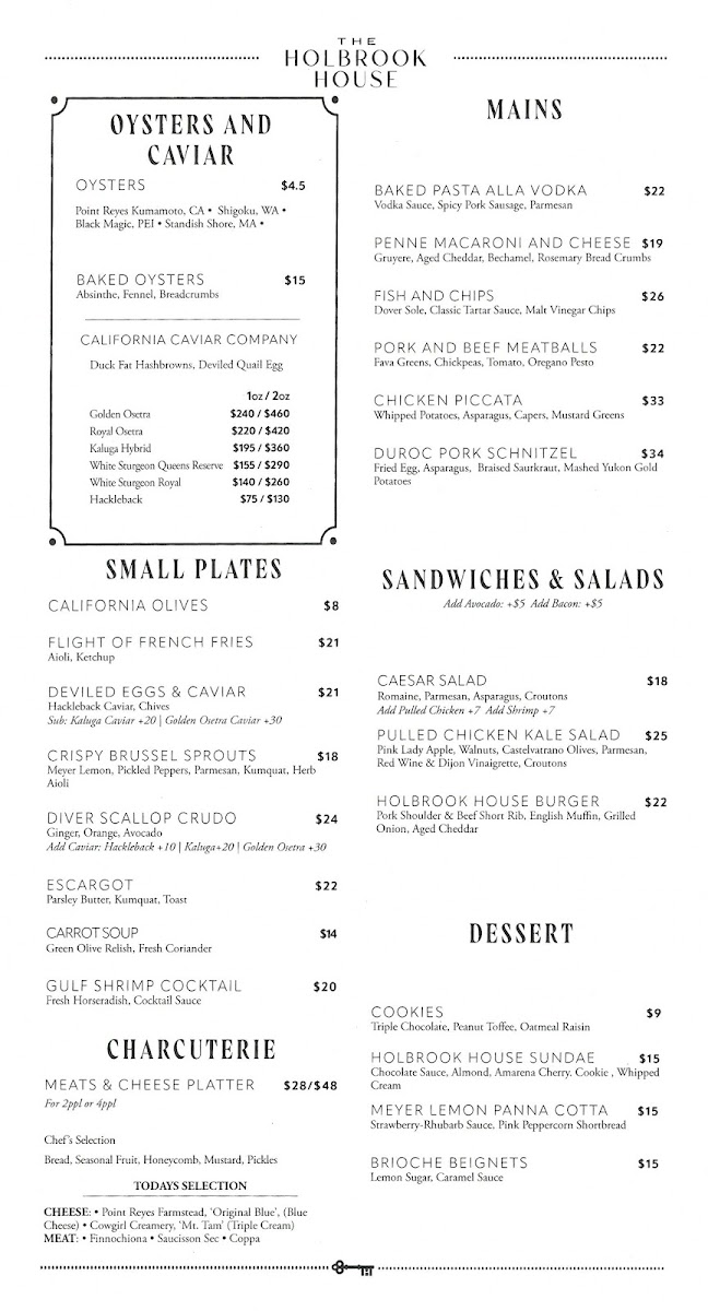 Menu Holbrook House-1