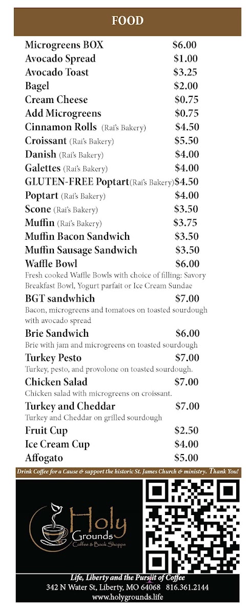 Menu Holy Grounds Coffee And Book Shoppe-1