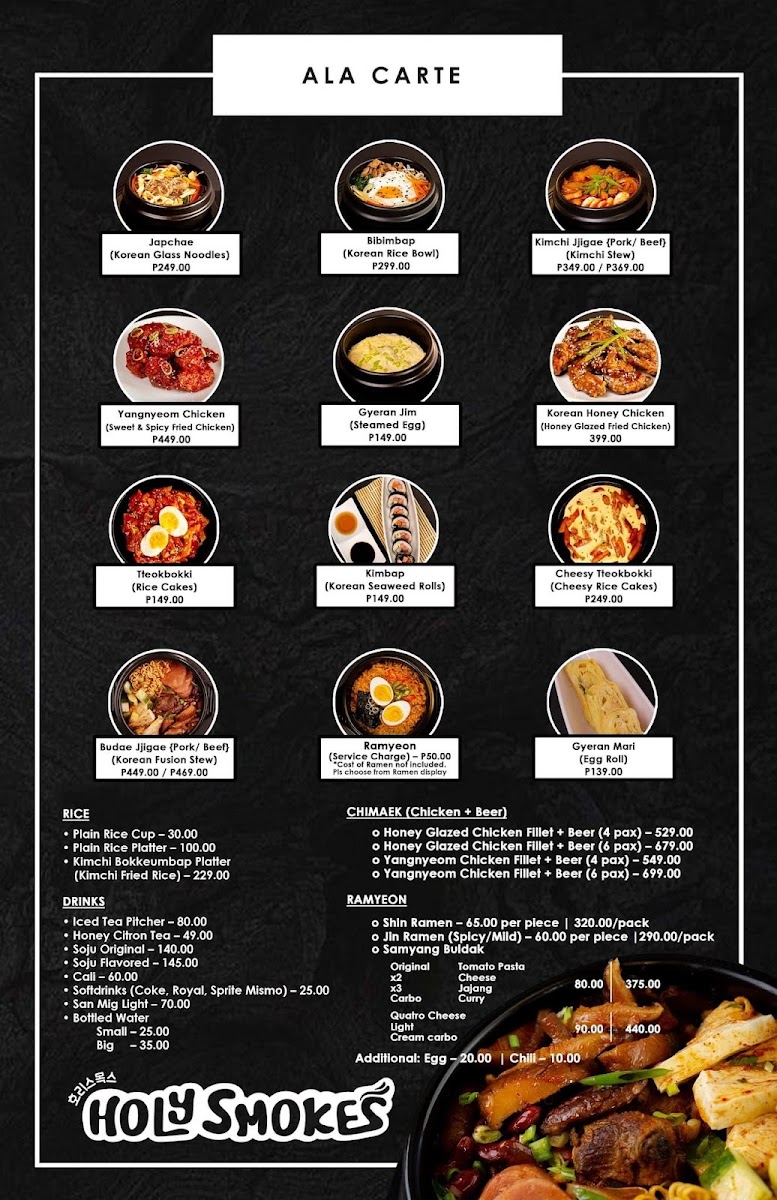 Menu Holy Smokes: Korean Grill & Resto-1