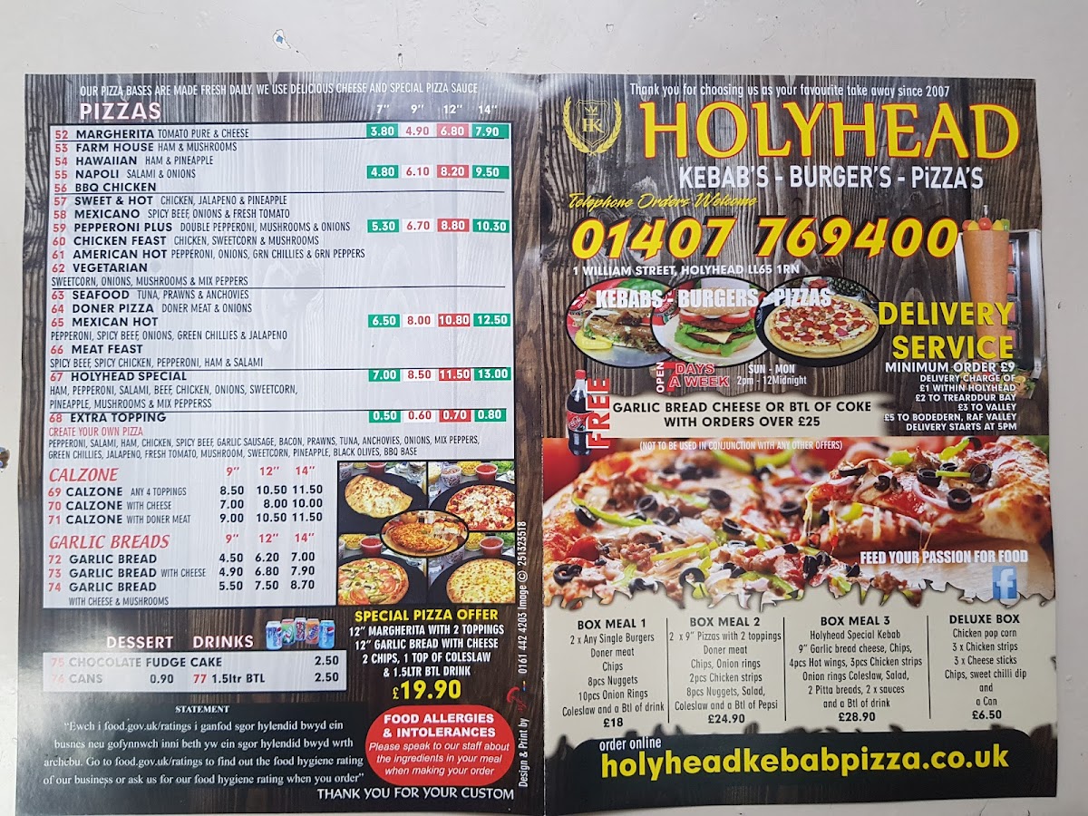 Menu Holyhead Kebab & Pizza-1