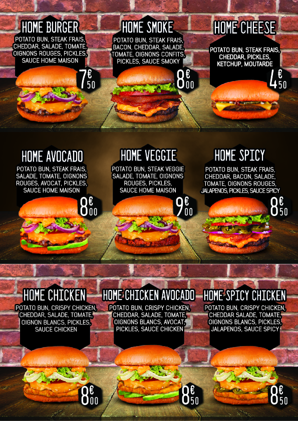 Menu Home Burger - Original Smash Burger Grenoble-1
