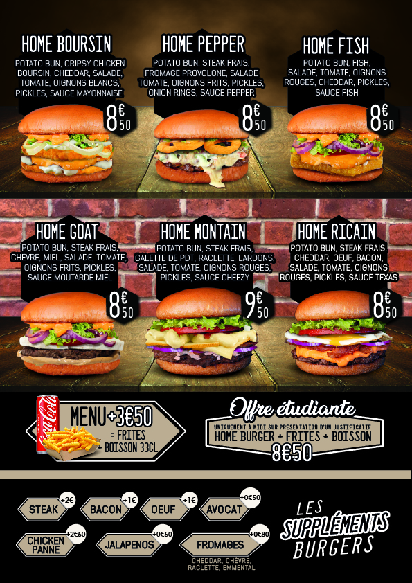 Menu Home Burger - Original Smash Burger Grenoble-2