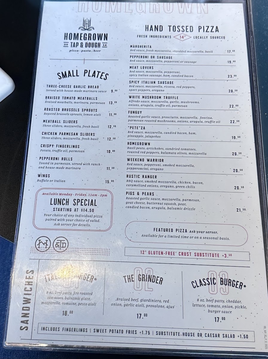 Menu Homegrown Tap & Dough-3