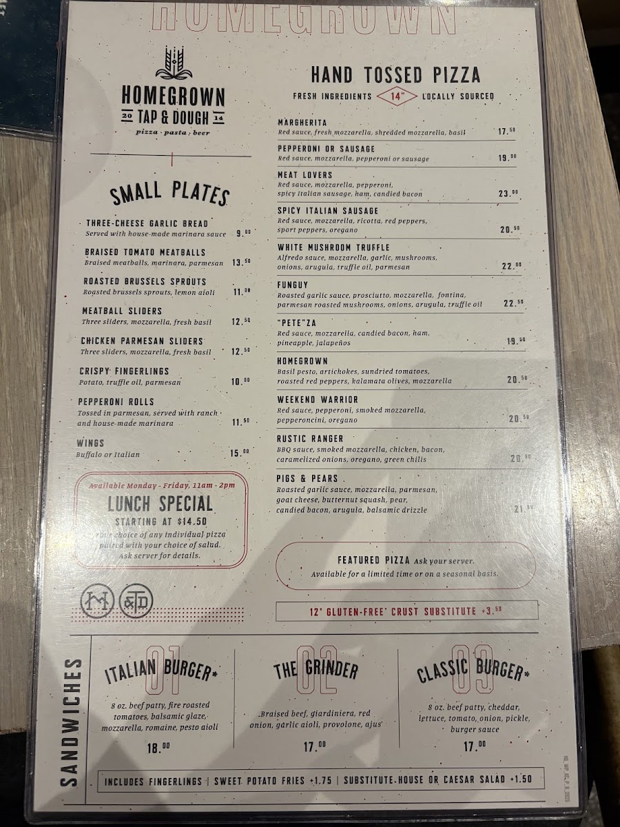 Menu Homegrown Tap & Dough-5