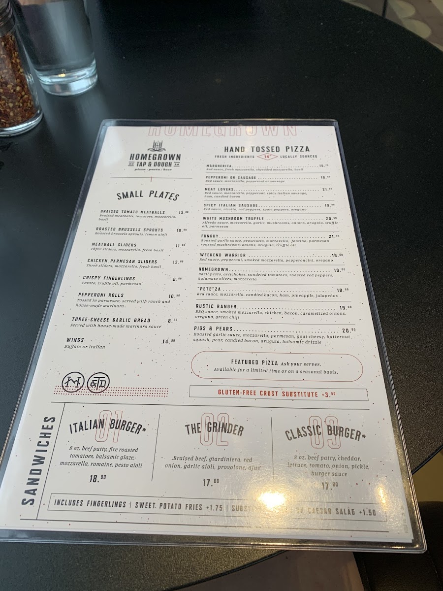 Menu Homegrown Tap & Dough-8
