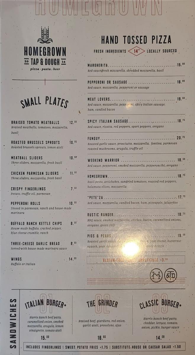 Menu Homegrown Tap & Dough-9