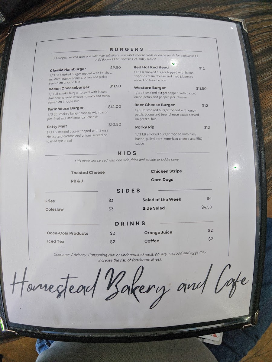 Menu Homestead Bakery & Cafe-2