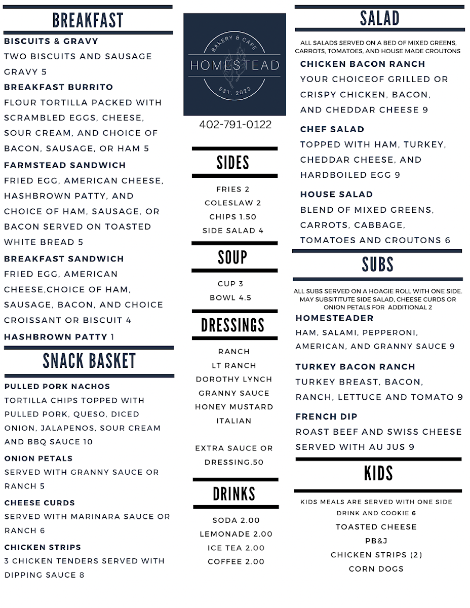 Menu Homestead Bakery & Cafe-3