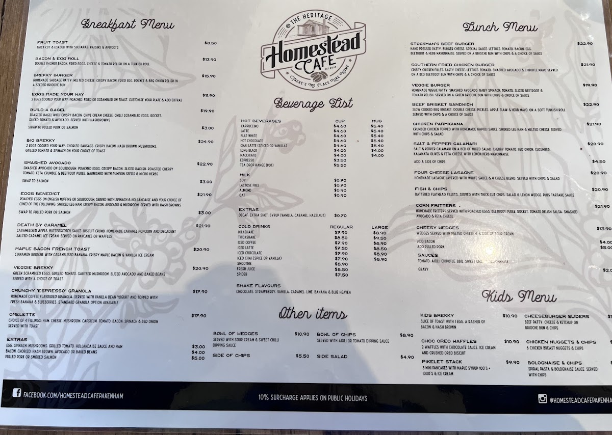Menu Homestead Cafe @ The Heritage-1