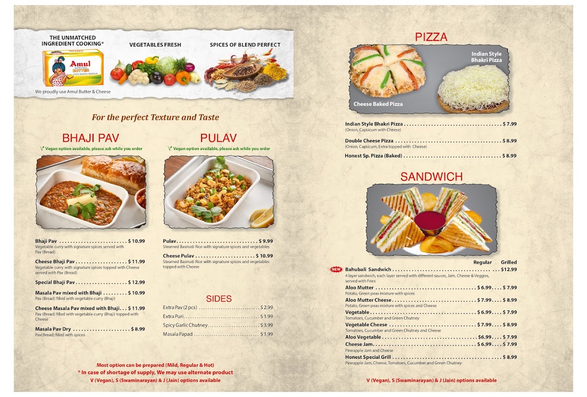 Menu Honest Indian Vegetarian Restaurant-7
