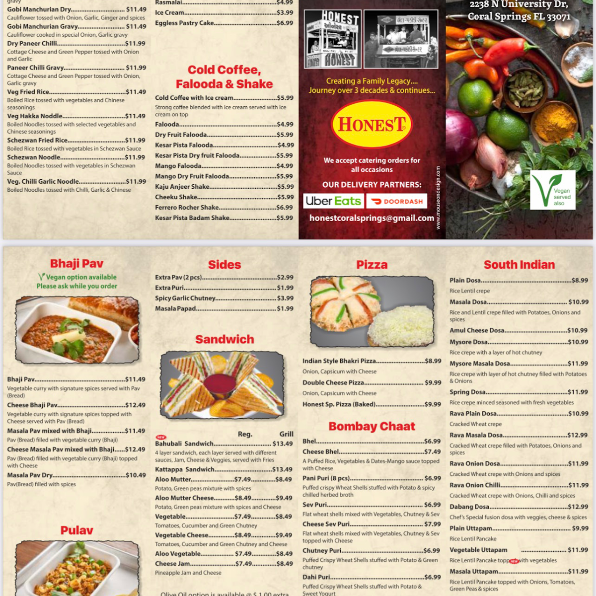 Menu Honest Indian Vegetarian Restaurant-8