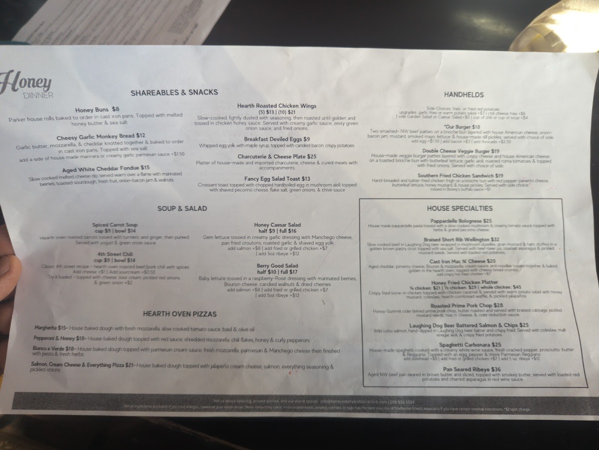 Menu Honey Eatery And Social Club-10