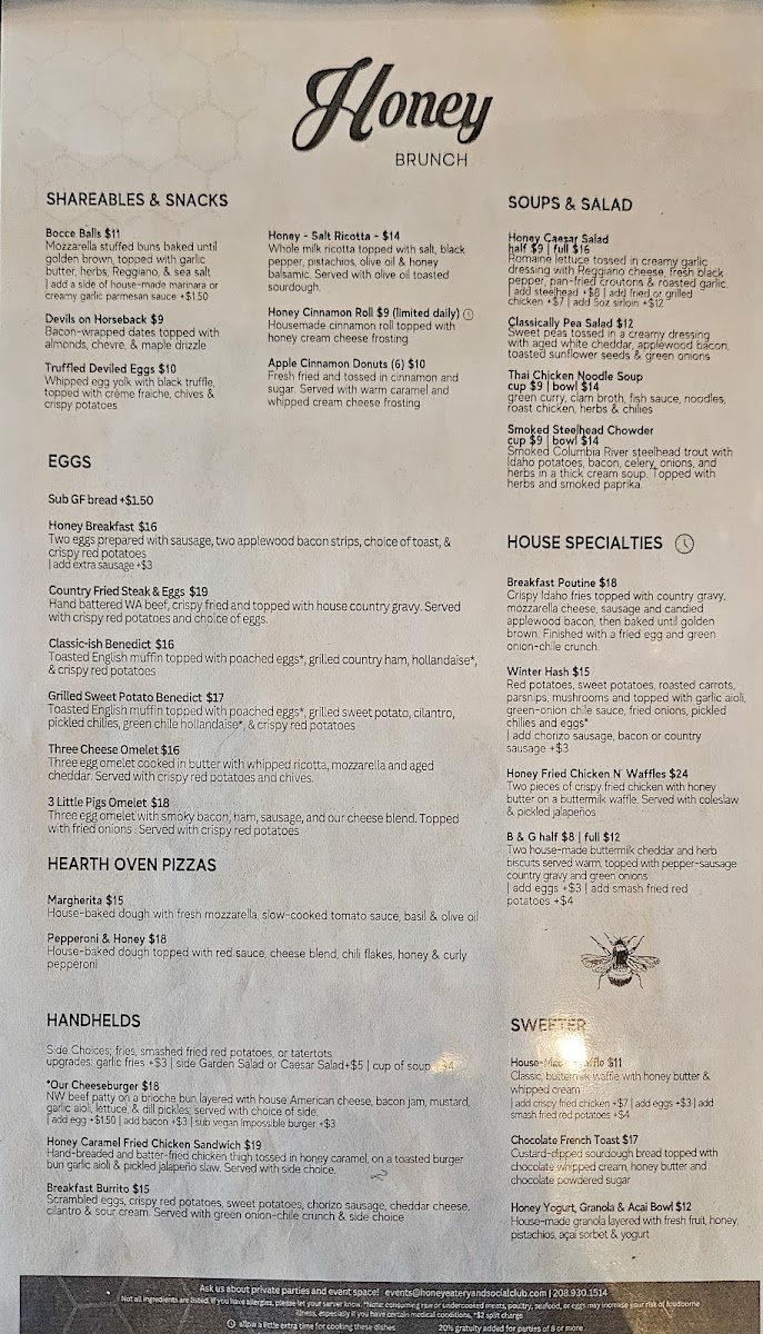 Menu Honey Eatery And Social Club-2